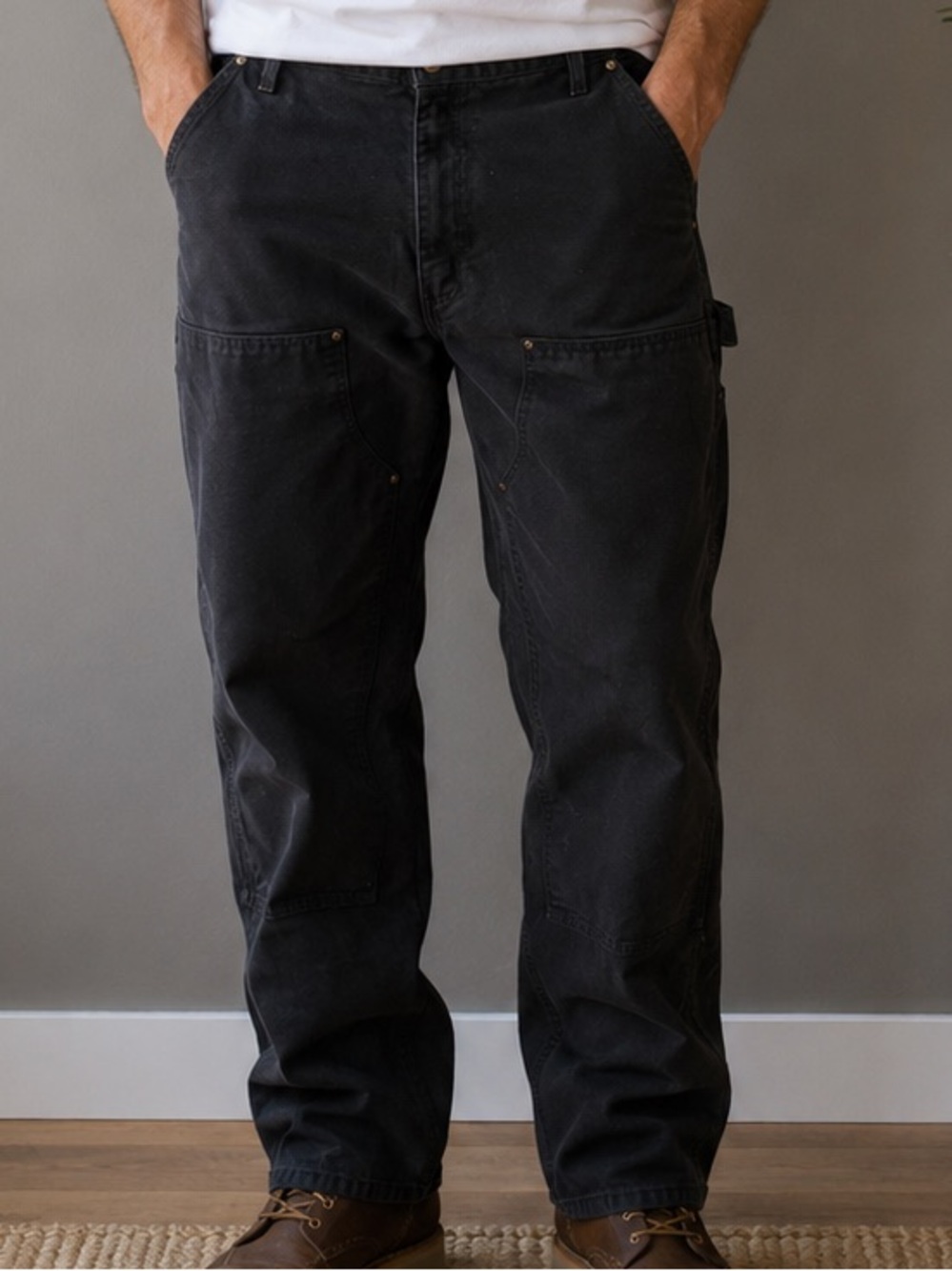 Carhartt B136 Black Double Front Dungaree Work Pants 40x32